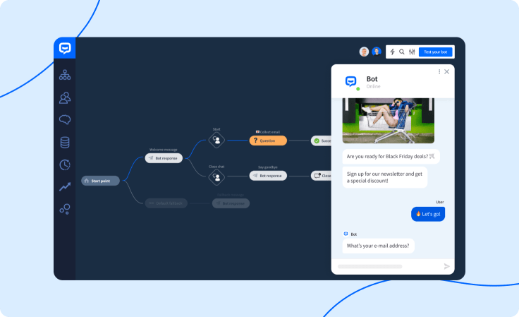 ChatBot's Visual Builder interface 