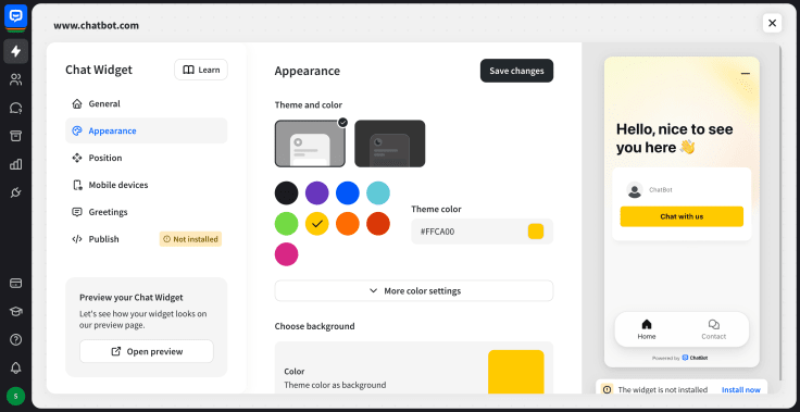 chatbot.com chat widget customization